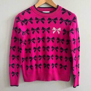 Charter Club Women's Bow Tie Bling Pink Crewneck Sweater Size PP Coquette Office
